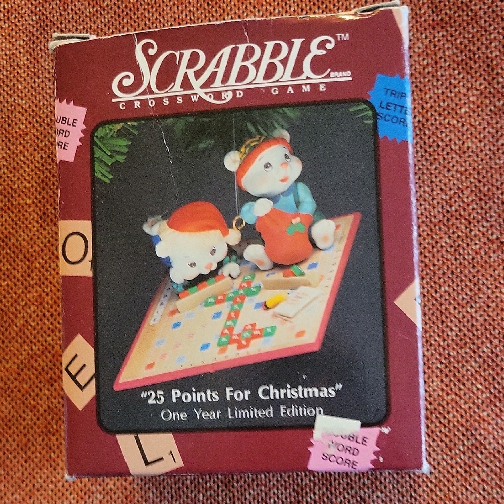 Enesco Christmas Scrabble Ornament - Red and Green